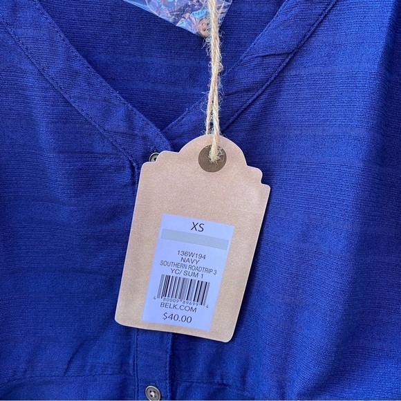 NEW True Craft Southern Roadtrip 3 Tiered Peplum Raw Hem Cap Sleeve Top Sz XS - Picture 9 of 10